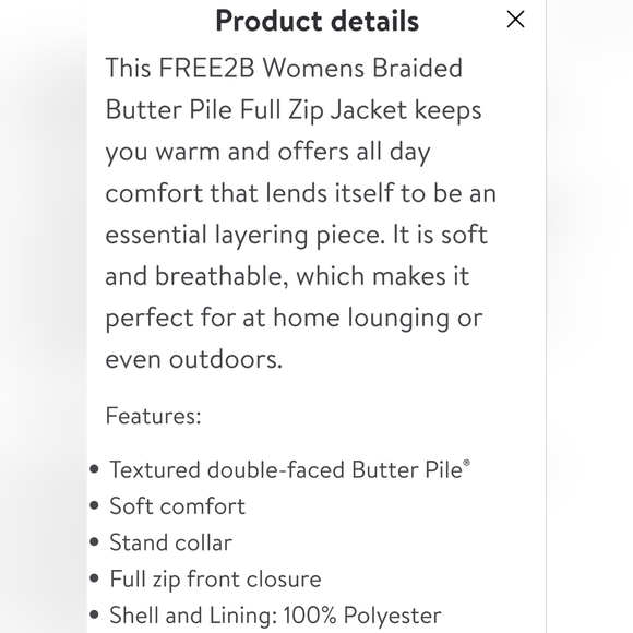 Free2B braided butter pile, light purple zipper jacket. Sz S - Picture 14 of 15